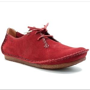 LIKE NEW Clarks Faraway Field Oxford Red Suede 7M